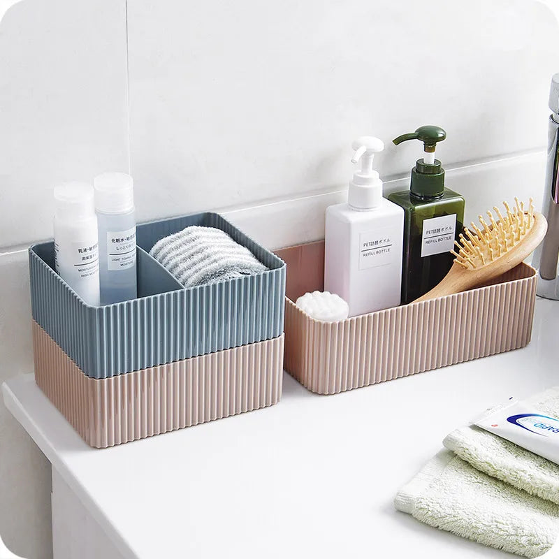 Home Storage Container Plastic Grid Desktop Sundries Storage Box Makeup Organizer Cosmetic Closet Bin Office Bathroom Home Use