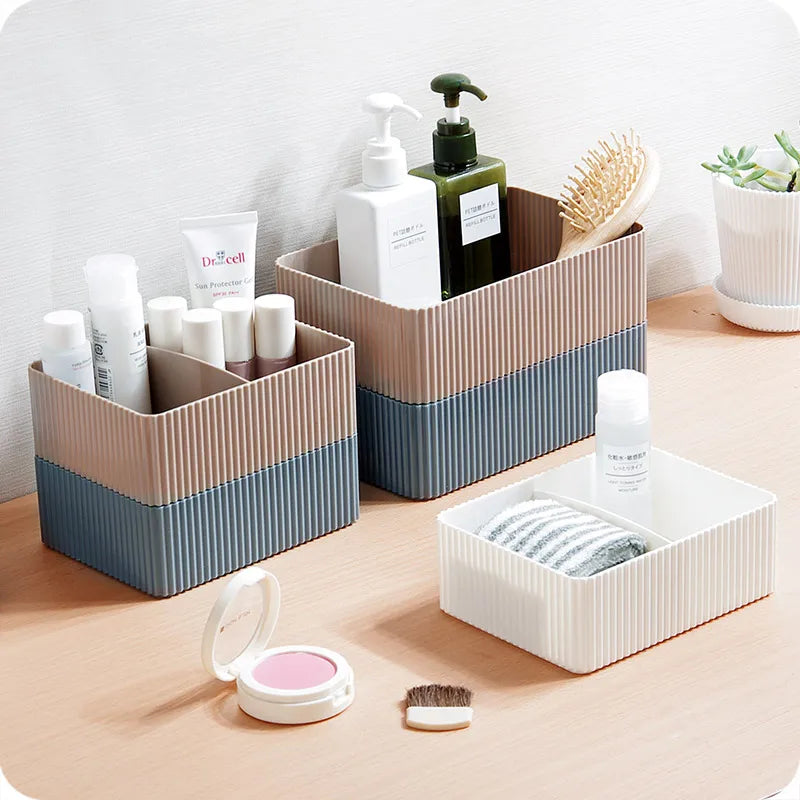 Home Storage Container Plastic Grid Desktop Sundries Storage Box Makeup Organizer Cosmetic Closet Bin Office Bathroom Home Use