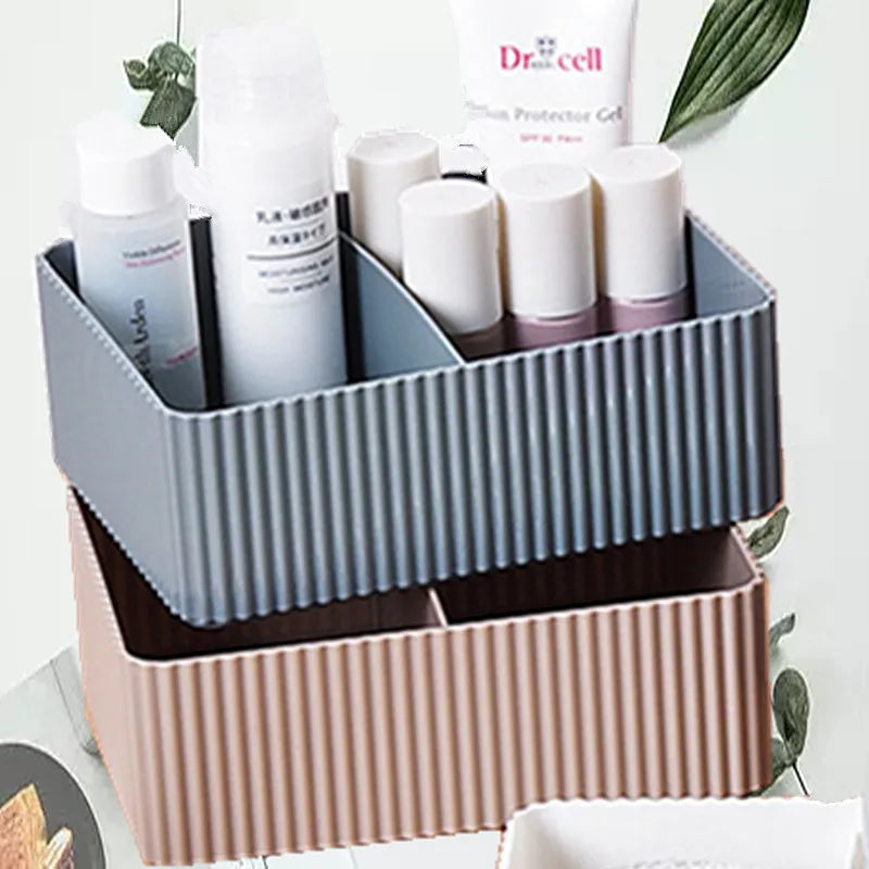 Home Storage Container Plastic Grid Desktop Sundries Storage Box Makeup Organizer Cosmetic Closet Bin Office Bathroom Home Use