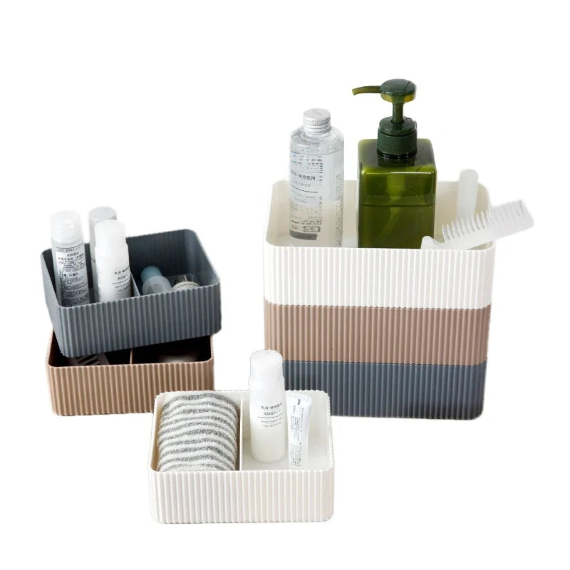 Home Storage Container Plastic Grid Desktop Sundries Storage Box Makeup Organizer Cosmetic Closet Bin Office Bathroom Home Use