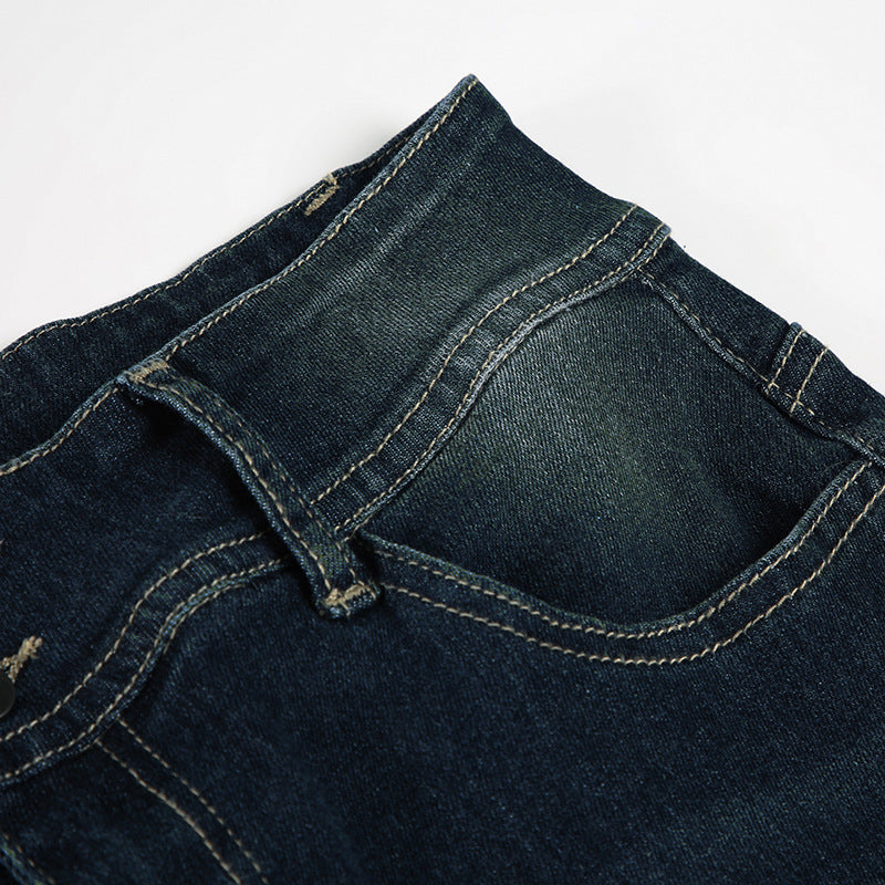 2000s Clothes Y2k Low Rise Boot Cut Jeans Woman Casual Black Striped Denim Trousers Streetwear Flare Pants P77-DD25