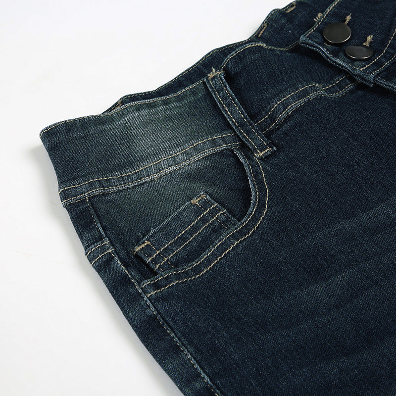 2000s Clothes Y2k Low Rise Boot Cut Jeans Woman Casual Black Striped Denim Trousers Streetwear Flare Pants P77-DD25
