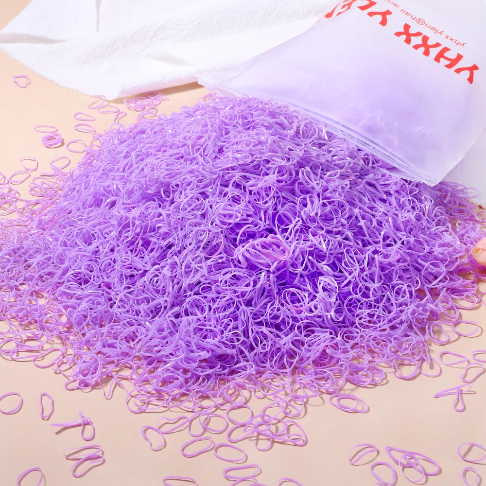 1000 Girls Colourful Disposable Rubber Band Hair Ties Headband Children Ponytail Holder Bands Kids Hair Accessories
