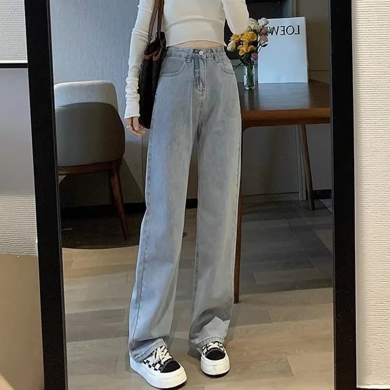 New Autumn And Winter Styles Suitable For All Seasons Basic Jeans For Women High Waist Retro Wide Leg Versatile And Casual Jeans