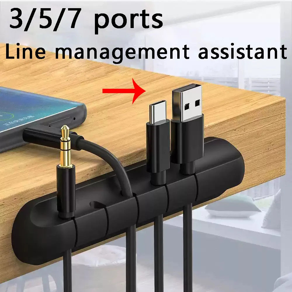 7-hole Data Cable Organizer, Desktop Charging Cable Storage Protector, Mouse Cable, Headphone Winding Device, Fixing Clipp