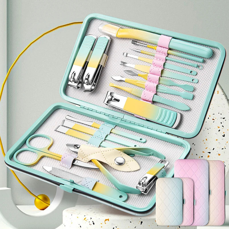 10Pcs Nail Clippers Set Manicure Pedicure Kit Stainless Steel Pedicure Clipper Tools With Grooming Travel With Case