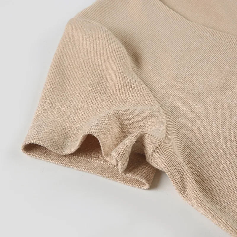 Tornova Knitted Mini Dress Female V Neck Buttons Elegant Short Sleeve Dress High Elasticity Casual Women's Dress Summer New