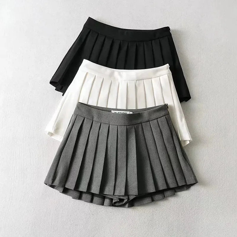 Spice girl pleated skirt female pure color small short skirt summer new mini skirt