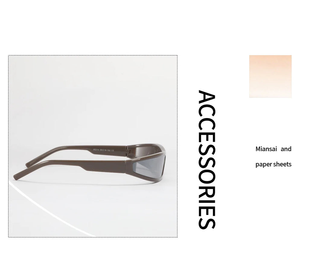 Narrow Rectangle Y2K Sunglasses  Luxury Brand Punk