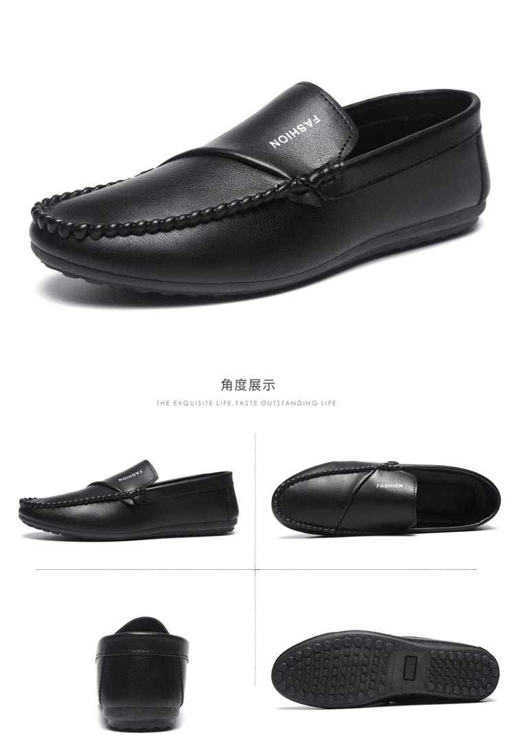 2025 Spring/Autumn Men's Footwear: Minimalist Design Loafers Elegant Khaki-Coloured Work Shoes Student Footwear