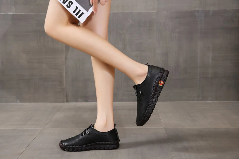 Sneakers Women Shoes Loafers Lace Up Leather Flat New Spring Casual comfortable Shoe