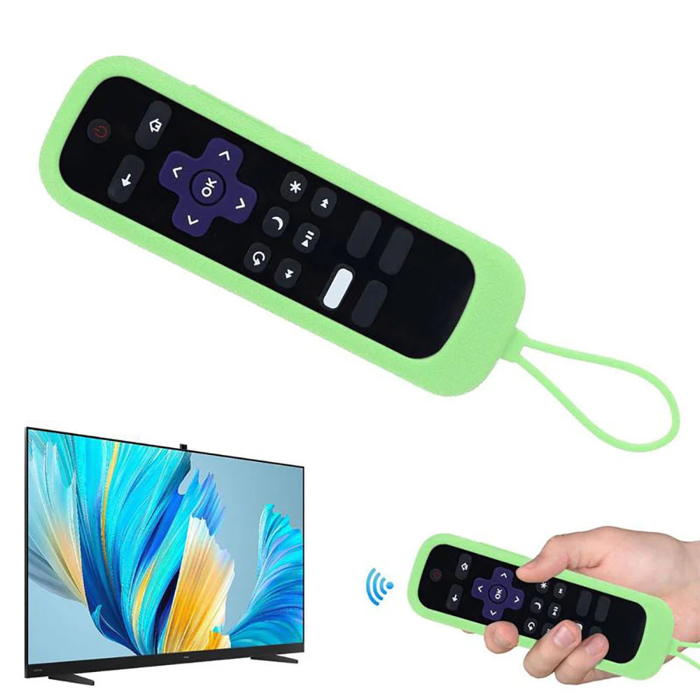 Luminous Silicone Remote Control Protective Case With Rope TV Remote Control Cover For TCL Hisense Roku TV Remote Control Cover