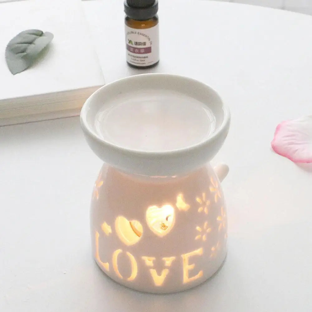 White Ceramic Incense Burner Candle Essential Oil Aromatherapy Diffuser Hollow Heating Stove Middle East Home Decor Ornament