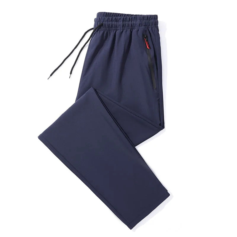 Men's Casual Pants Straight Slim Fit Elastic Waist Jogger Classic Blue Black Gray Male Brand Trousers Plus Size