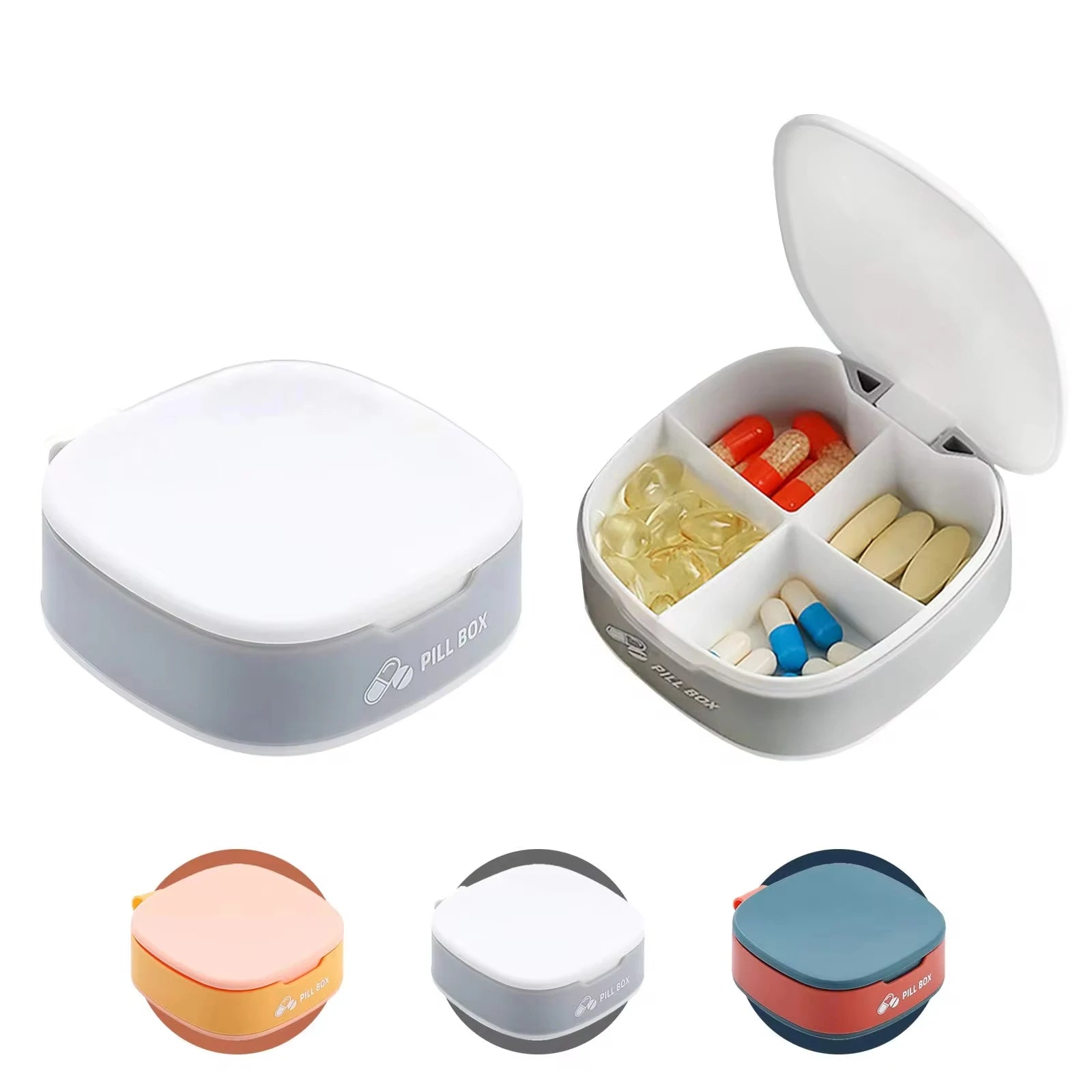 2Pcs 7 Days Pill Storage Box Mini Travel Portable Medicines Dispenser Box Multifunction Plastic Seven Compartment Sealer Box