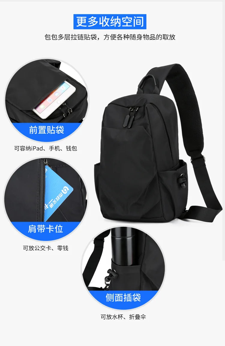 Men's Chest Bag Large Canvas Fashion Male Crossbody Bags Oxford Cloth Designer Man Student Shoulder Sling Casual Sports Phone