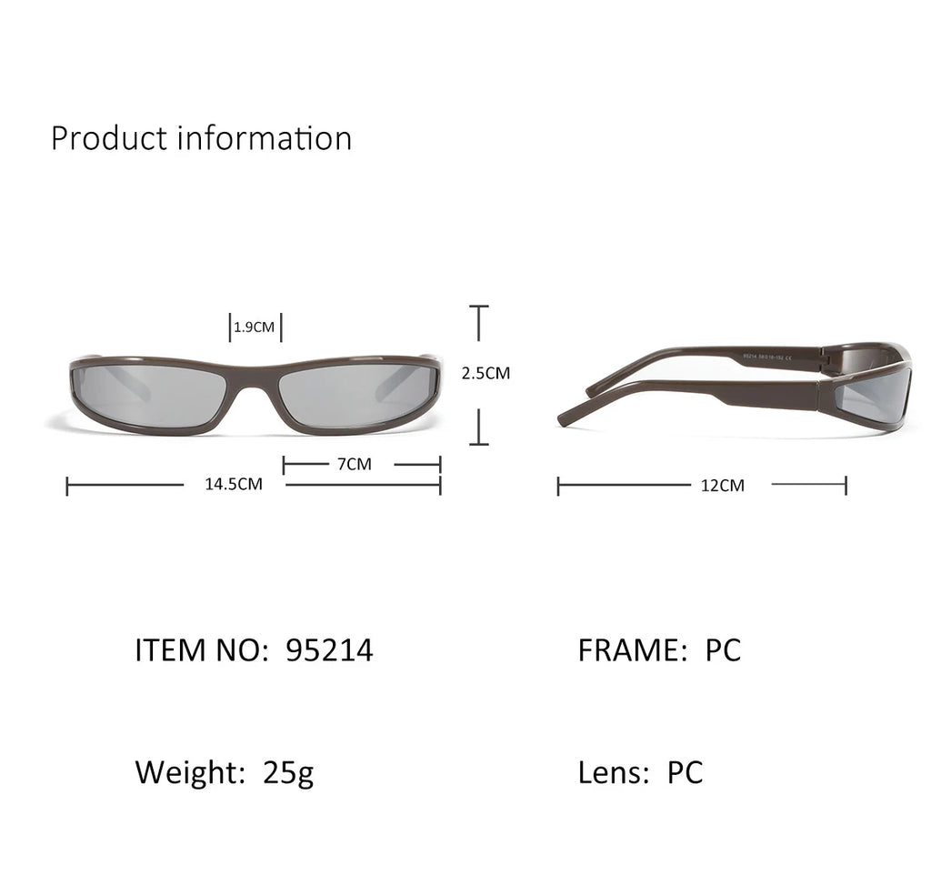 Narrow Rectangle Y2K Sunglasses  Luxury Brand Punk