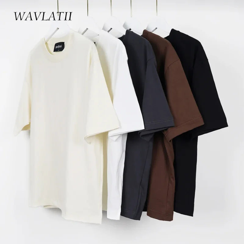100% Cotton Men's Women Summer T-shirt Loose Short-sleeved Casual Basic T-Shirt Round Neck Solid Color Breathable Unisex Tops