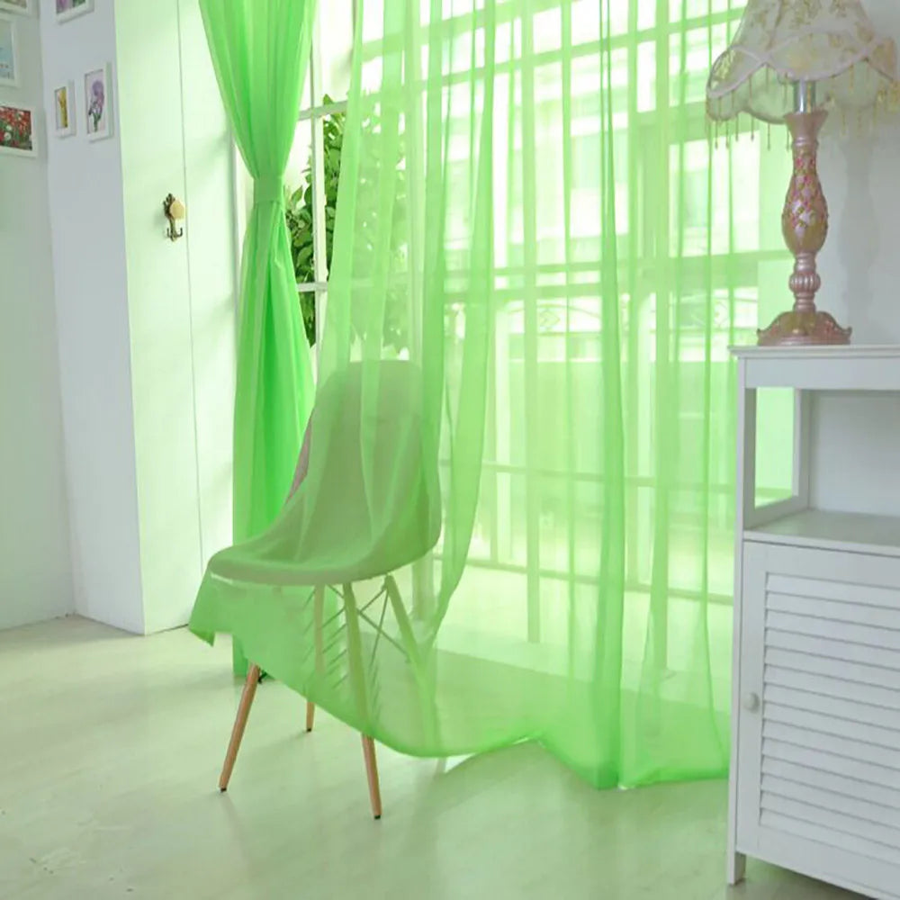1 Pcs Color Tulle Door Window Curtain Drape Panel Sheer Scarf Valances Nordic Curtains For Living Dining Room Tulle Bedroom