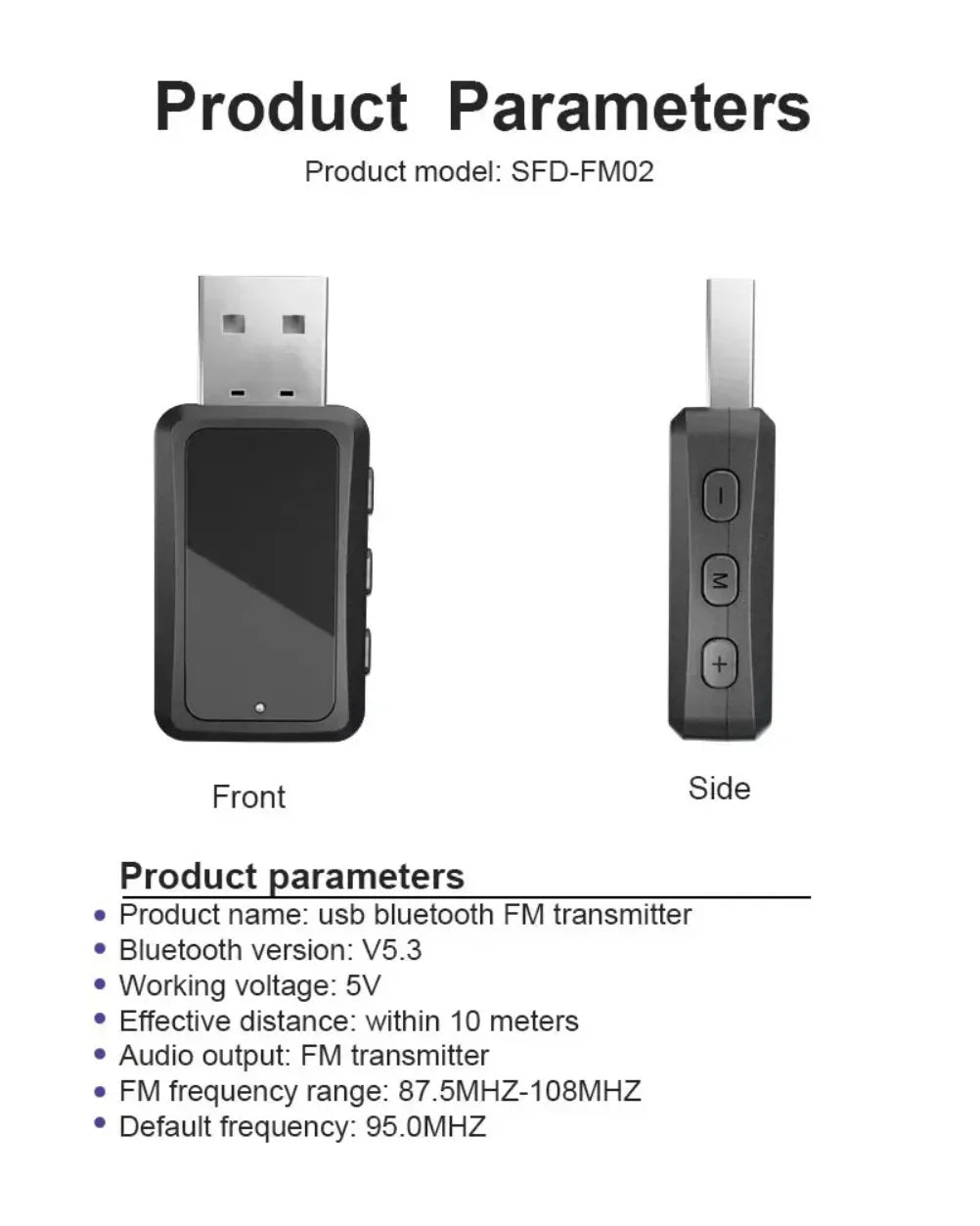 VIKEFON Bluetooth 5.3 Transmitter Receiver Handsfree Call Mini USB Power Car Kit Auto Stereo Wireless Audio Adapter For Fm Radio