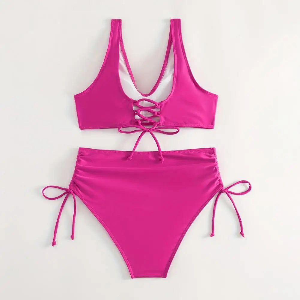 Sexy High Waist Bikinis 2024 Bandage Swimwear Women Swimsuit Female Bikini Set Print Bodysuit Bathing Suit Summer