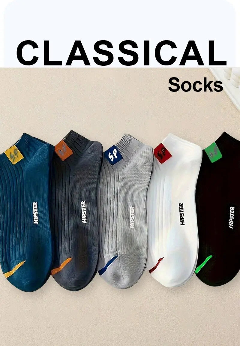 5 Pairs Women Short Socks Trendy and Versatile Letter Boat Socks Shallow Mouth Comfortable Soft and Breathable Casual Socks