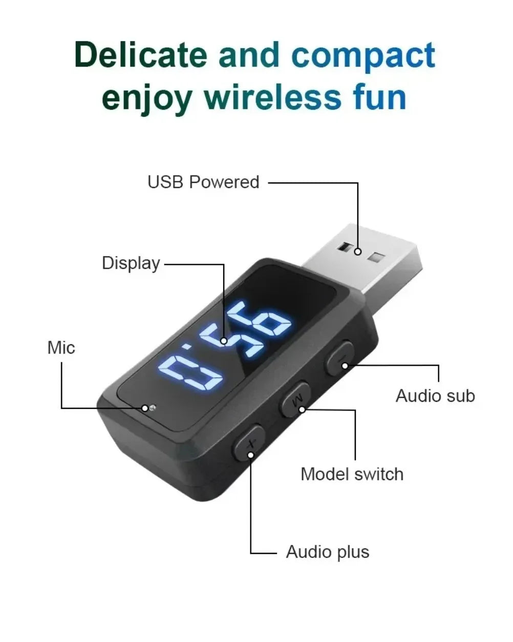 VIKEFON Bluetooth 5.3 Transmitter Receiver Handsfree Call Mini USB Power Car Kit Auto Stereo Wireless Audio Adapter For Fm Radio