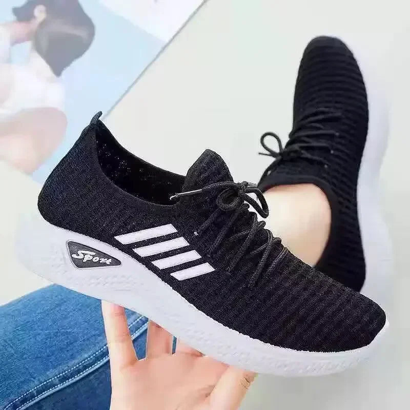 New Trendy Women's Mesh Low-Top Running Sneakers with Air Mesh for Spring and Summer Women Flat Shoes