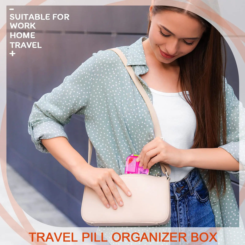 2Pcs 7 Days Pill Storage Box Mini Travel Portable Medicines Dispenser Box Multifunction Plastic Seven Compartment Sealer Box
