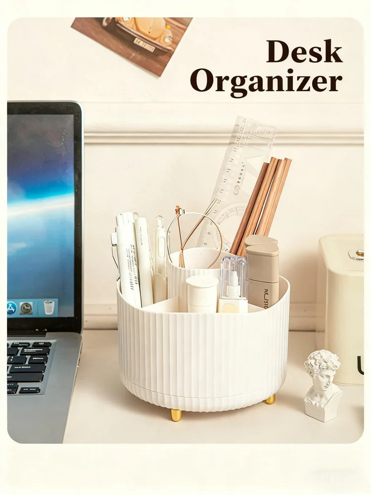 Rotatable Makeup Desktop Cosmetic Storage Box Organizer Large Capacity For Bathroom Portable Lipstick Makeup Brush Pen Holder
