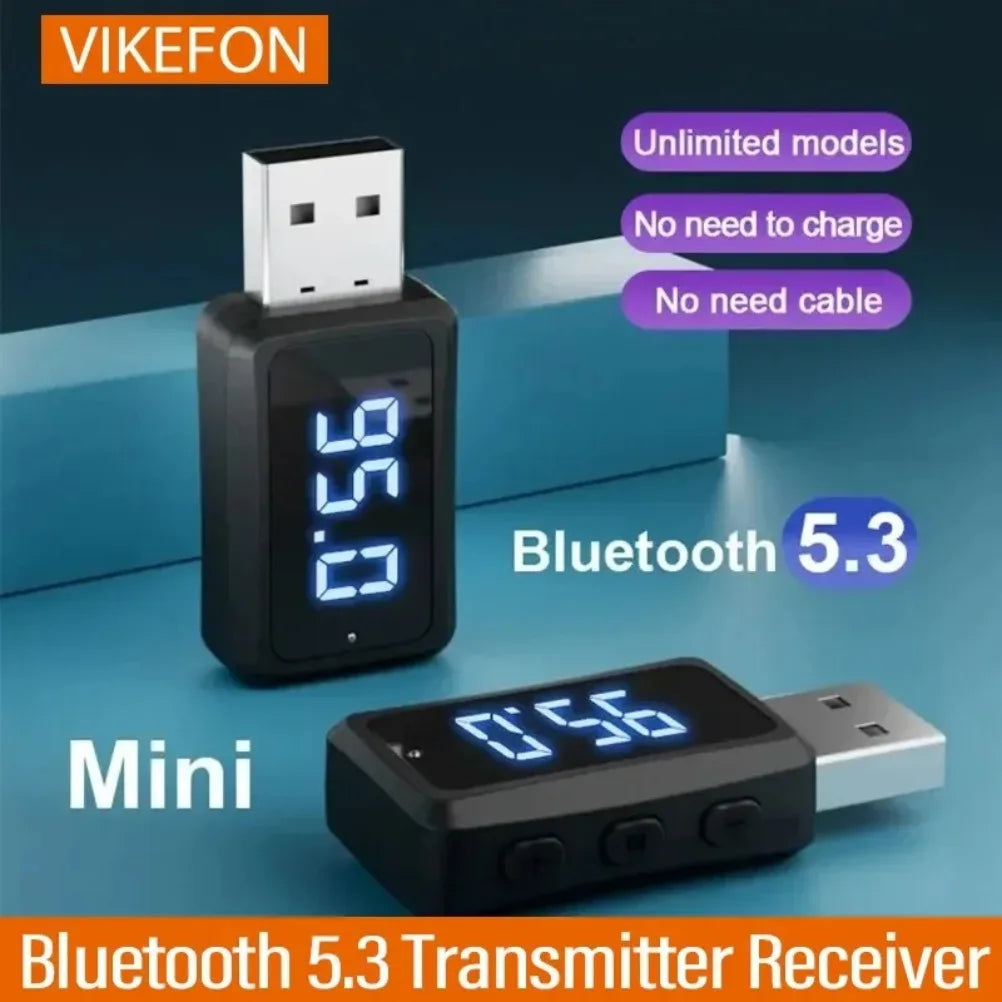 VIKEFON Bluetooth 5.3 Transmitter Receiver Handsfree Call Mini USB Power Car Kit Auto Stereo Wireless Audio Adapter For Fm Radio