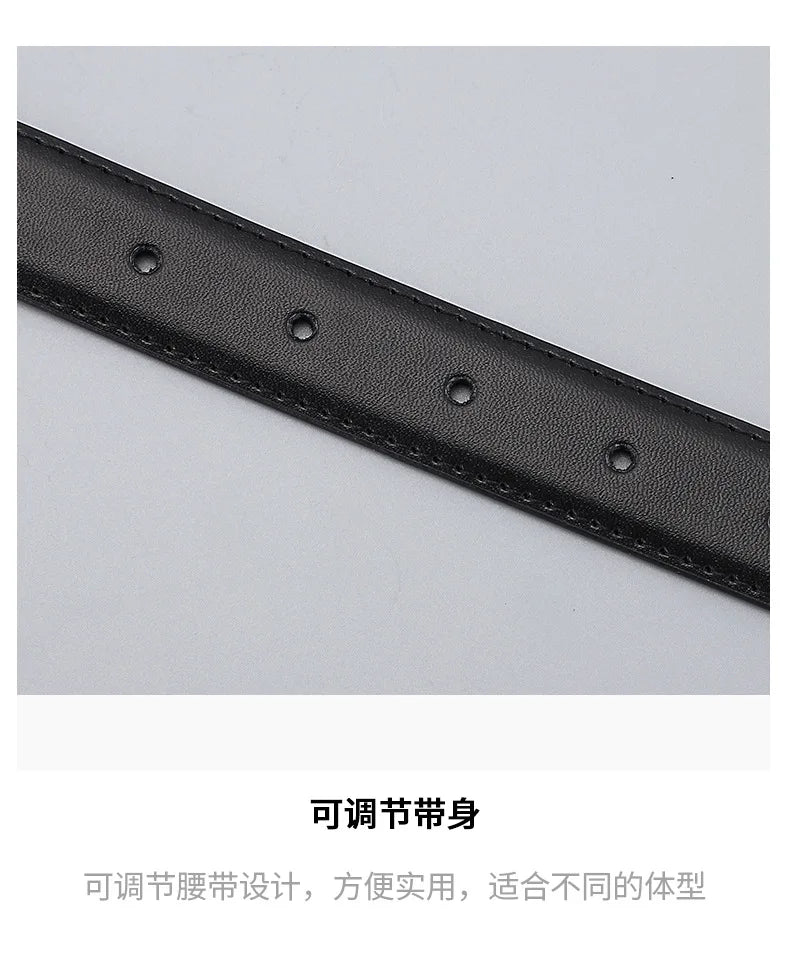 Ladies' vintage square-buckle leather belt; versatile dress belt for women; simple waist belt for women's suits; vintage
