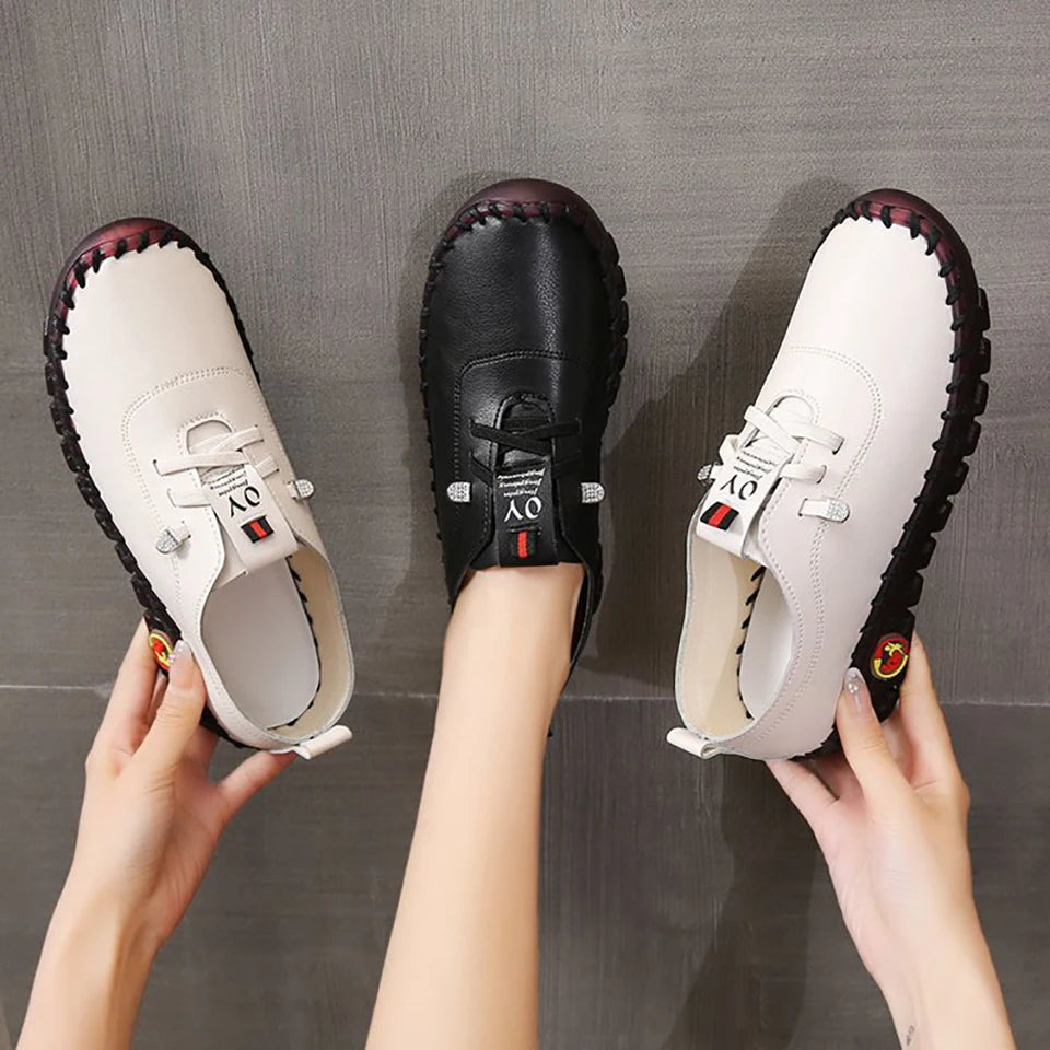 Sneakers Women Shoes Loafers Lace Up Leather Flat New Spring Casual comfortable Shoe
