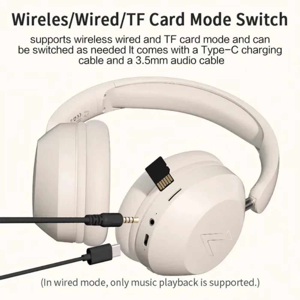 Foldable Wireless Bluetooth Headset Over Ear Sports Headphones High Power Stereo Sound for Cell Phones and Music