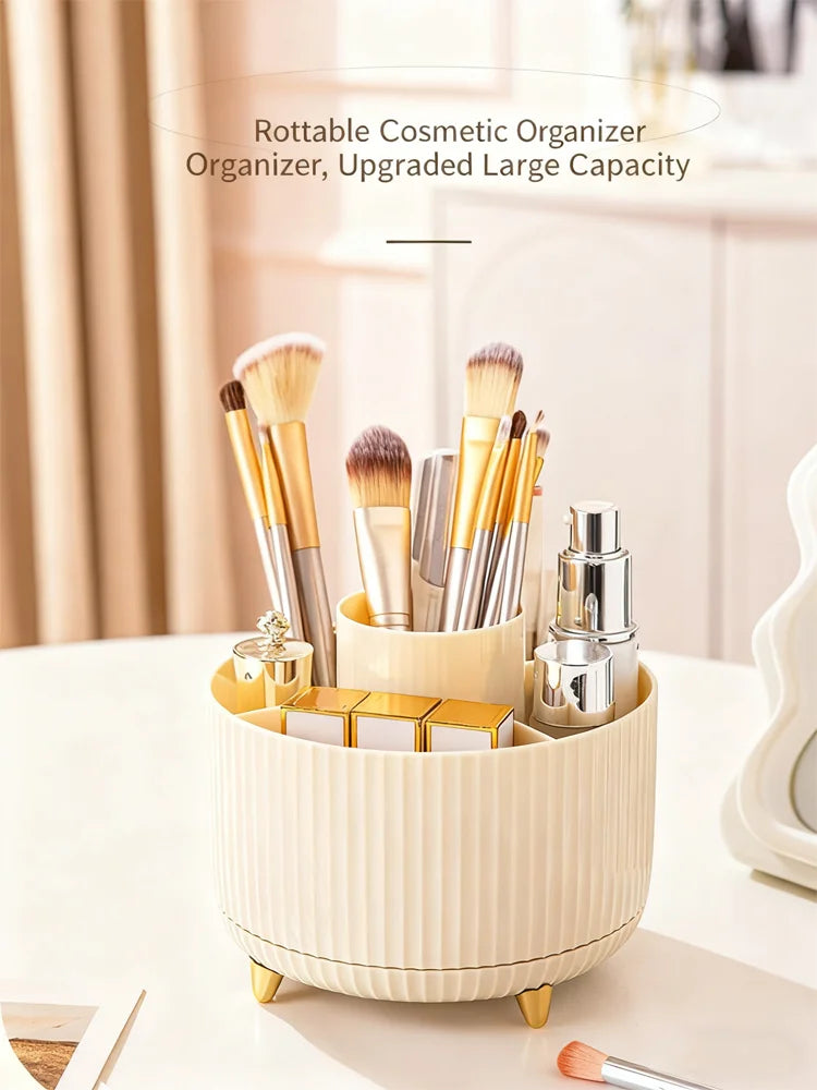 Rotatable Makeup Desktop Cosmetic Storage Box Organizer Large Capacity For Bathroom Portable Lipstick Makeup Brush Pen Holder