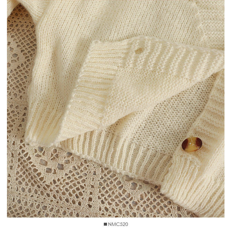 Appliqué Flowers Cardigan Women Fall Winter Cropped V-neck Button-up Knitted Sweater Jacket Fairycore Shrunken Cardigan