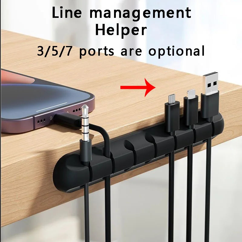 7-hole Data Cable Organizer, Desktop Charging Cable Storage Protector, Mouse Cable, Headphone Winding Device, Fixing Clipp