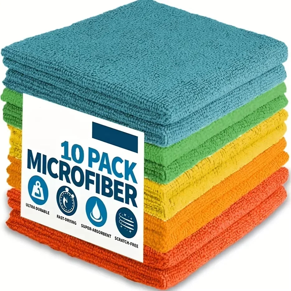 10 Kitchen Towel, Ultra-fine Fiber Light Gray Cleaning Cloth Set, Absorbent, Soft And Stain-removing Cloth