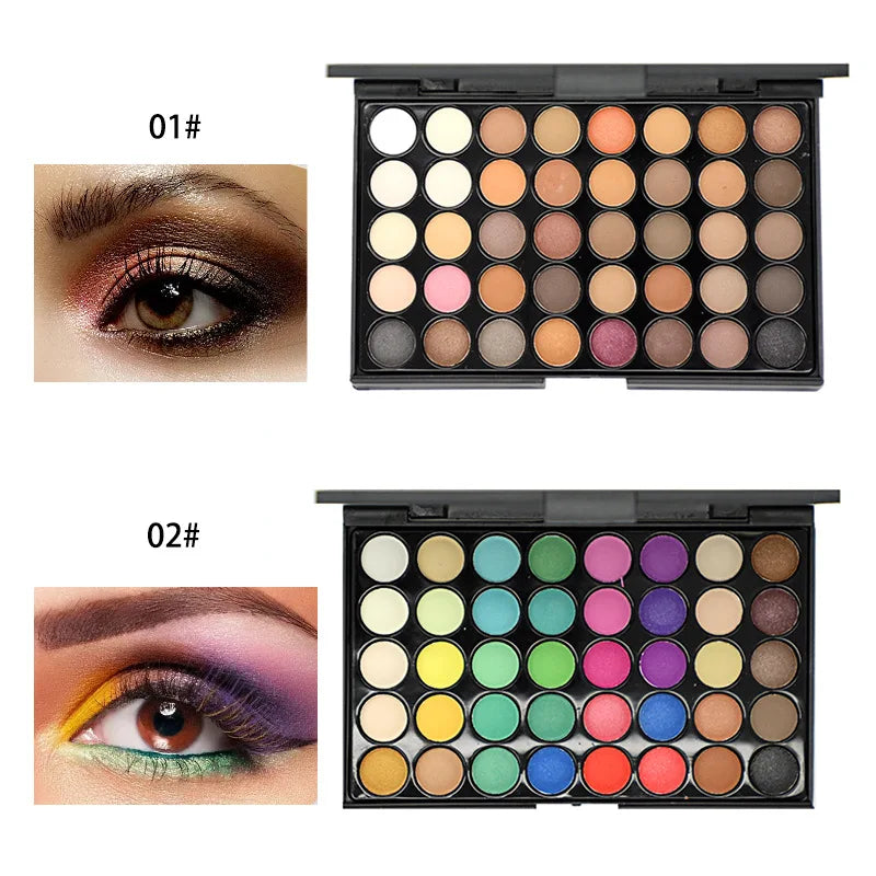40 color eyeshadow palette - matte and shimmer, high pigmy brown nude, coffee chocolate student party daily stage makeup Tools