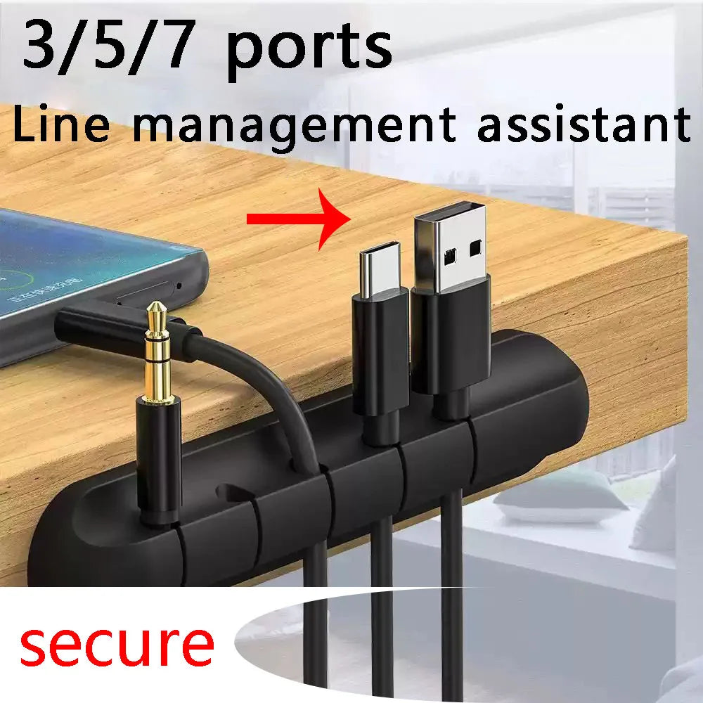 7-hole Data Cable Organizer, Desktop Charging Cable Storage Protector, Mouse Cable, Headphone Winding Device, Fixing Clipp