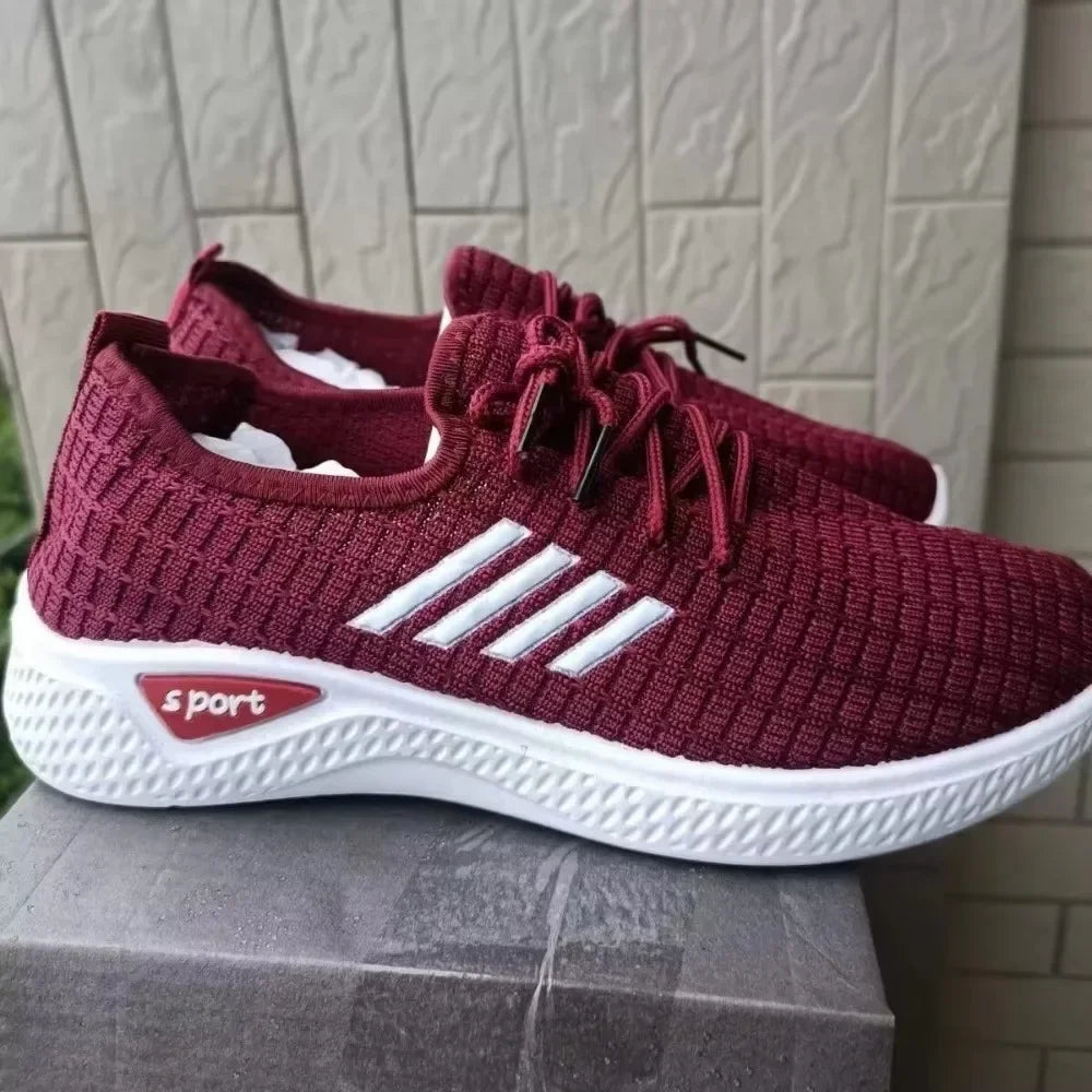 New Trendy Women's Mesh Low-Top Running Sneakers with Air Mesh for Spring and Summer Women Flat Shoes