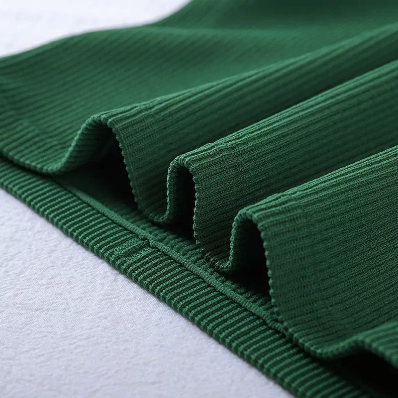 New Seamless Ribbed High Neck Sports Vest Full Wrap Vertical Stripes Running Fitness Yoga Women's Quick Dry Top Female