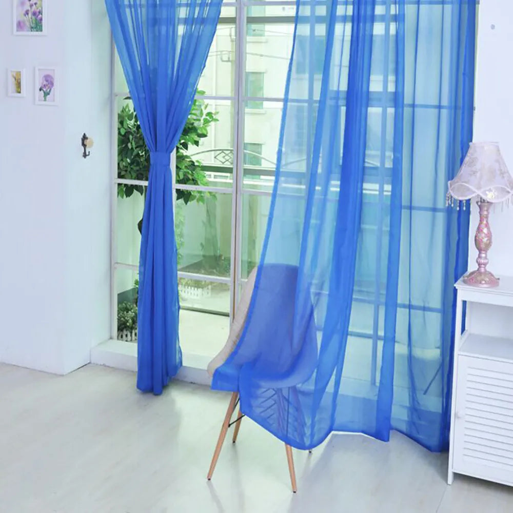 1 Pcs Color Tulle Door Window Curtain Drape Panel Sheer Scarf Valances Nordic Curtains For Living Dining Room Tulle Bedroom