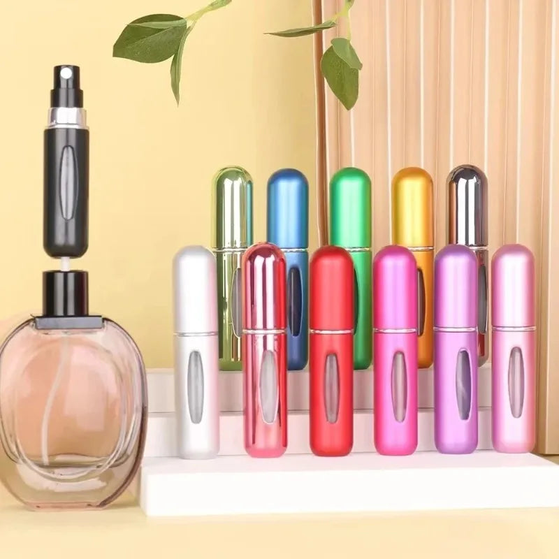 Mini Portable Perfume Spray Bottle 5ml Refillable Aluminum Atomizer Travel Cosmetic Container for Refillable Perfumes