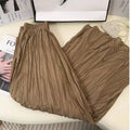 Spring Summer Elastic Waist Skirts Women Wrinkled Soft Solid A Line Long Skirt With Linning
