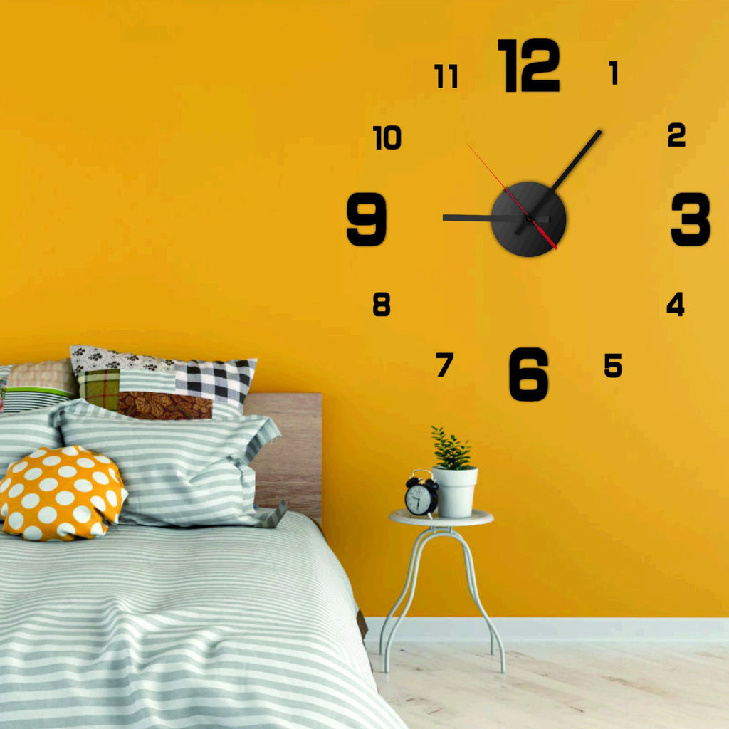 3D Creative Frameless DIY Wall Hanging Clock Wall Stickers Home Mute Digital Clock Living Room Office Wall Decoration