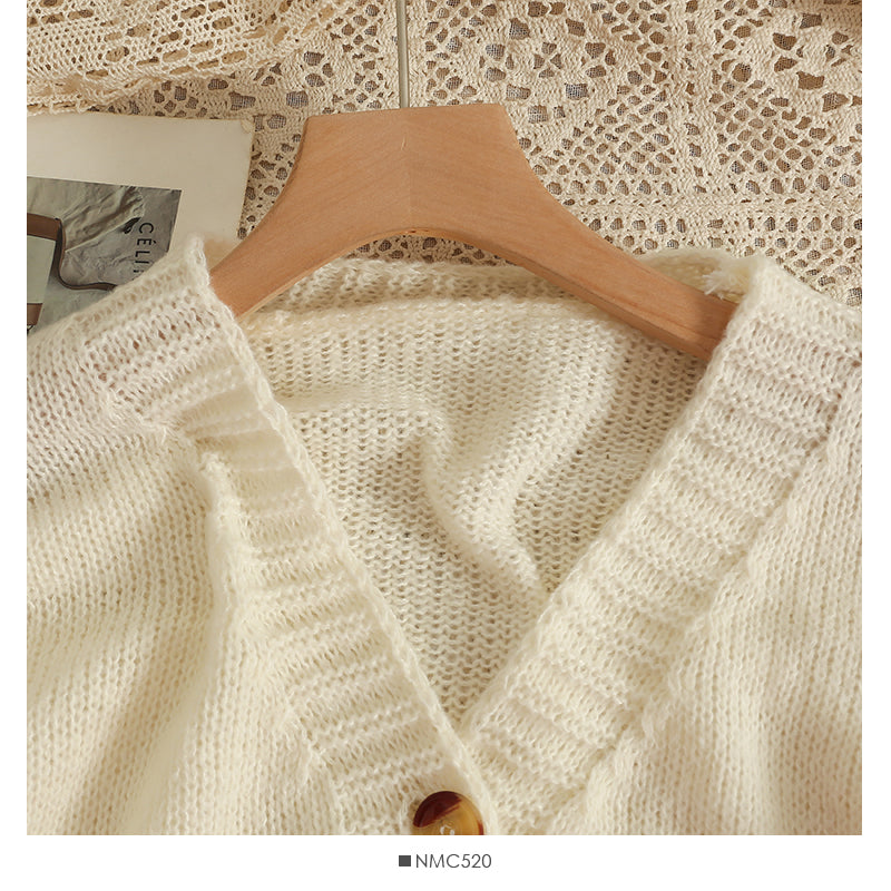 Appliqué Flowers Cardigan Women Fall Winter Cropped V-neck Button-up Knitted Sweater Jacket Fairycore Shrunken Cardigan