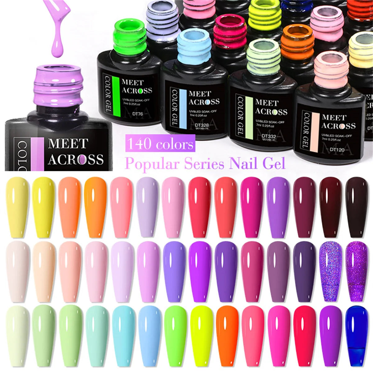 8Pcs/Set Fluorescent Gel Nail Polish Set Summer Colorful Semi Permanent Nail Art Gel Varnish Nail Supplies Manicure For Nails