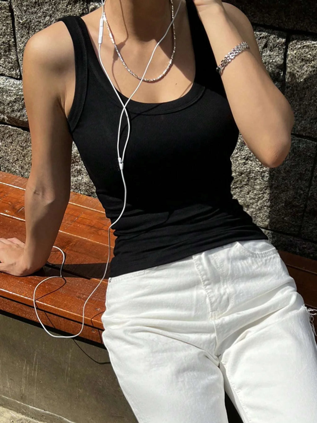 Underlay Beautiful Back Knitted Camisole Vest Paired With Women Summer New Cotton Sleeveless Outerwear Top