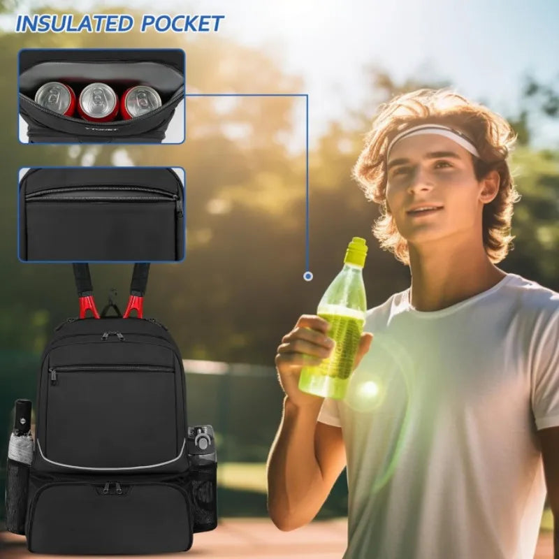Backpack New fashionable casual sports tennis bag tennis backpack for men and women with insulated pockets and ventilation layer